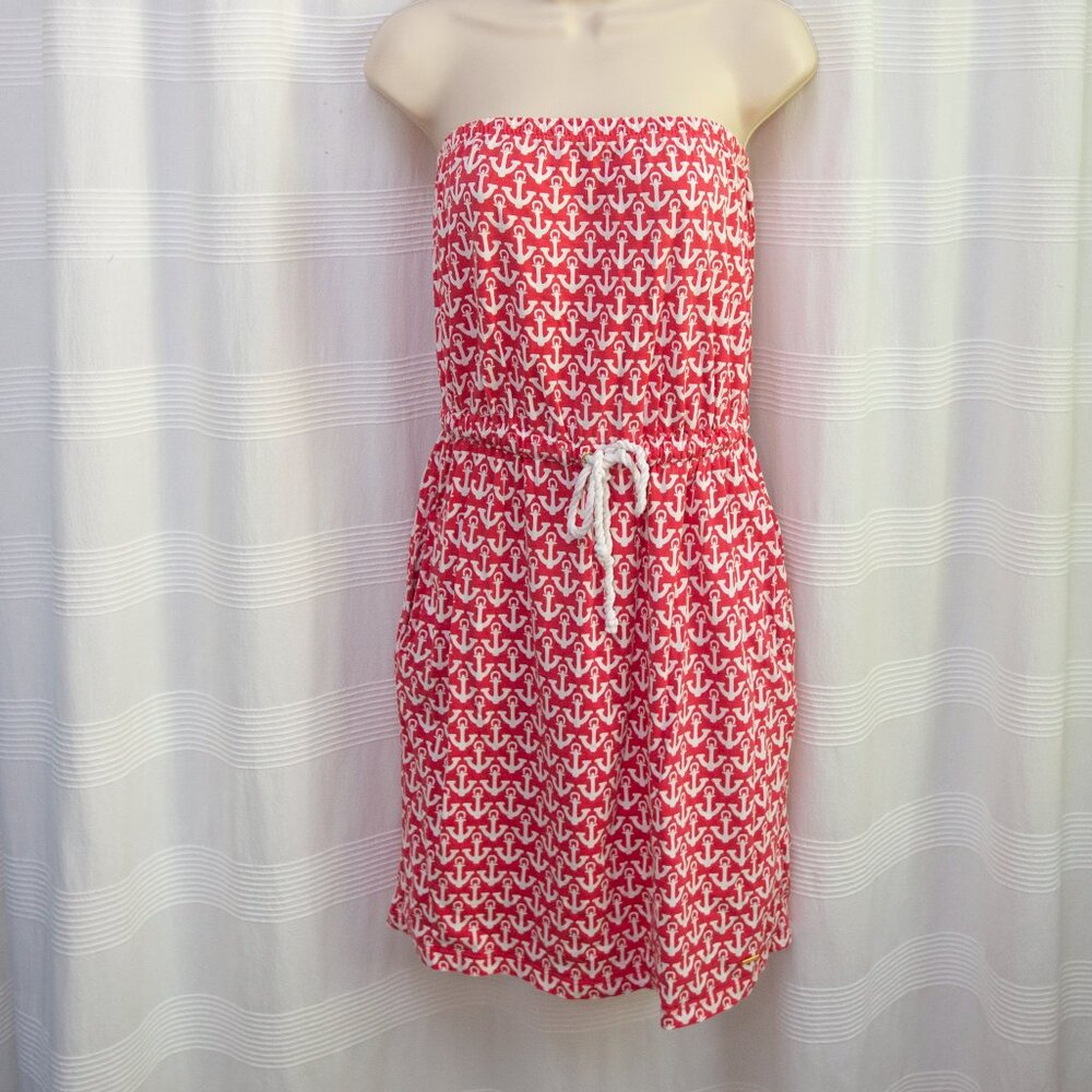 Cotton Anchor Strapless Mini Dress with Pockets!